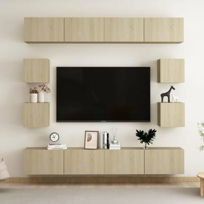 vidaXL - 8-delige - Tv-meubelset - bewerkt - hout - sonoma - eikenkleurig