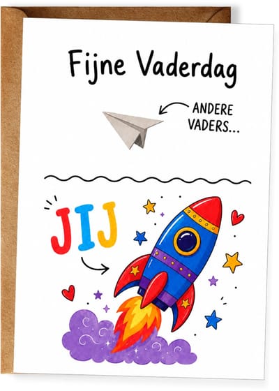 Grappige Vaderdagkaart Jij vs andere vaders - raket kaart papa - Vaderdagcadeau - Humor wenskaart vader - Ansichtkaart (10x15 cm incl. envelop)