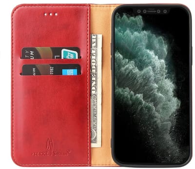 geschikt voor iPhone 13 Pro Max Wallet Hoesje met Magneetsluiting - Telefoonhoesje met vakjes voor pasjes en ingebouwde standaard - Premium Business Wallet geschikt voor iPhone 13 Pro Max Beschermhoes rood