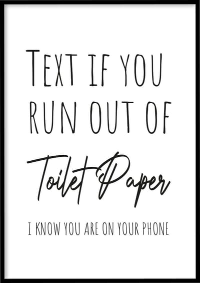 Poster Text - 30x40 cm - WC poster - Exclusief fotolijst - WALLLL