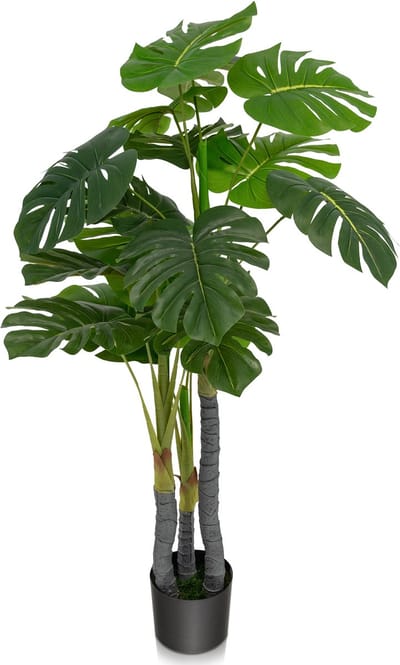 COSTWAY Monstera Deliciosa Kunstplanten, 120 cm, groene kunstboom met 20 bladeren en kunststof pot, kunstplant voor thuis, op kantoor en restaurant, interieurdecoratie