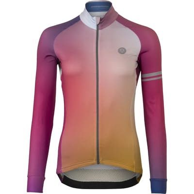 AGU Gradient - Fietsshirt Lange Mouwen - Wielrenshirt - Dames - XS - Oranje - Sneldrogend polyester - YKK-rits - Siliconen gripper - 3 achterzakken