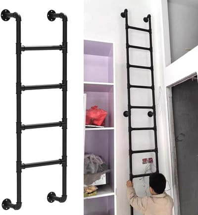 Smeedijzeren wandmontage brand ontsnapping ladder voor thuis loft kelder raam goed uitgang uitgang 3 8 treden zolderbed trap ladders/RV stapelbed ladder (61 inch)
