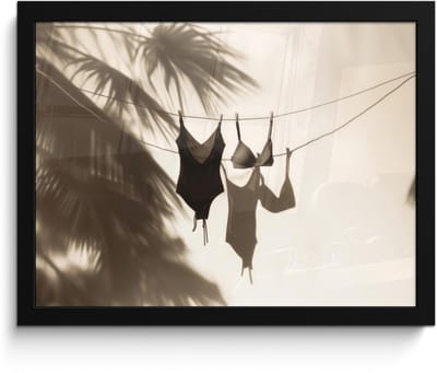 Poster in lijst - Fotolijst 40x30 cm - Posters - Badkleding - Palmbomen - Schaduw - Tropisch - Posterlijst zwart - Decoratie - Wanddecoratie woonkamer - Muurdecoratie slaapkamer