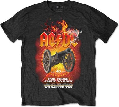 AC/DC - FTATR 40th Flaming Heren T-shirt - S - Zwart