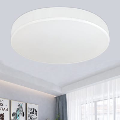 NETTLIFE Plafondlamp LED - 30CM - Wit - Moderne - met Stoffen Lampenkap - rond - 3000K Warm wit Licht - voor Woonkamer | Slaapkamer | Keuken | Gang - 12W