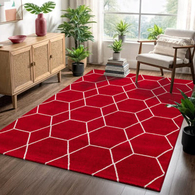 Muratap Trellis uni effen laagpolig vloerkleed modern 80x200 cm