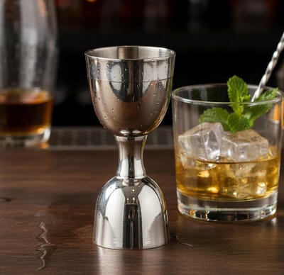 eSplanade Messing Liquor Peg Maatglas Jigger Bar Tool - Dubbelzijdig - 30 en 60 ml - Zilver