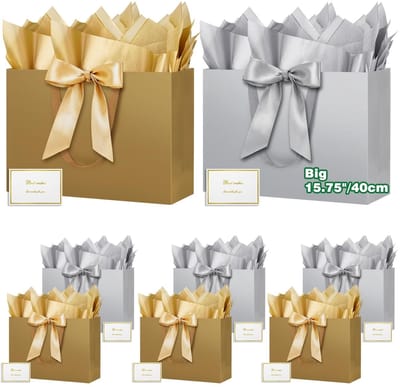 Dailygoods- Geschenktas Extra Groot - Papieren Zak - Cadeautas met Tissuepapier - Bruiloft/Verjaardagsfeestje - 40x30x12,5cm - Hoogwaardig Karton - Cadeauzak
