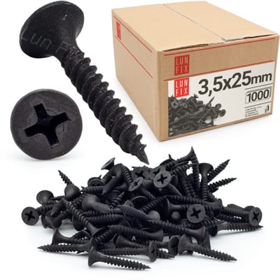 LUN FIX - Schnellbauschrauben 3,5 x 25 mm - 1000 stuks - fijne schroefdraad - gipsplaten schroeven