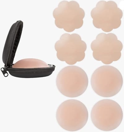 IBBO Shop - 8 stuks nipple covers - Zelfklevende tepelplakkers - Siliconen tepelstickers - Herbruikbaar - Ultra Dun - Blank - Bh accessoires - tepelplakkers - Inclusief travel case