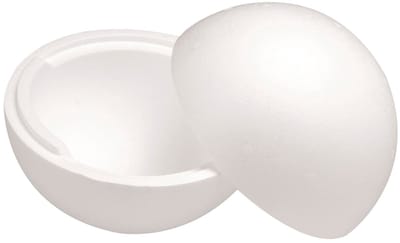 6 3803 840 - Piepschuim bal deelbaar, halve schelpen, wit, diameter ca. 20 cm, voor veelzijdig knutselen en decoreren