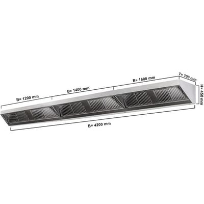 GGM Gastro Wandhaube - 4200mm - mit Filter & Lampe Zilver