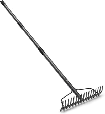 Boog hark - Tuin hark - Gazon onderhoud - Verstelbare steel - 152 cm - Grijs