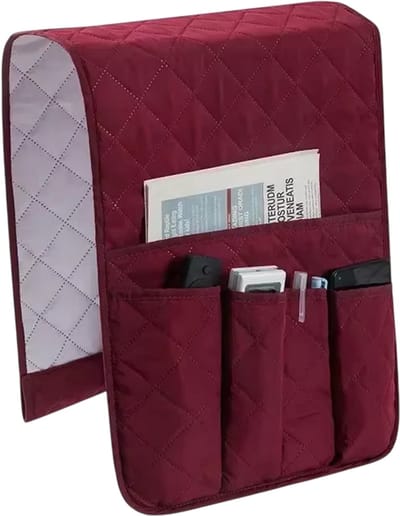 Sofa Armleuning Organizer met 5 Vakken en Bekerhouder – Bank Organizer en Opbergtas voor Afstandsbediening, Telefoon en Accessoires - Rood