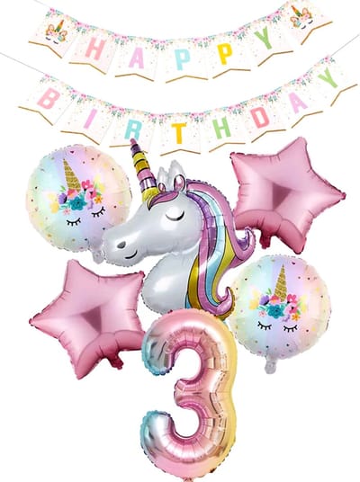 * Snoes * Cijfer 3 ballon Unicorn Plus Pack * Eenhoorn Licht Roze * DIY Slinger* Set van 7 * Grotere Ballonnen en DIY Slinger * Unicorn Licht 3 * Eerste verjaardag * Hoera 3 Jaar * Birthday * Ballon Cijfer 3