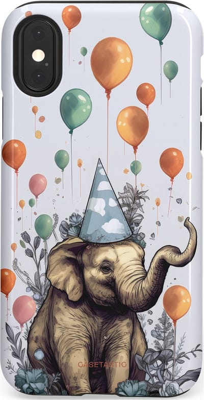 Casetastic Hoesje Geschikt voor Apple iPhone X/Xs - Stijlvolle Beschermende Duo-layer Case - Olifant Verjaardag