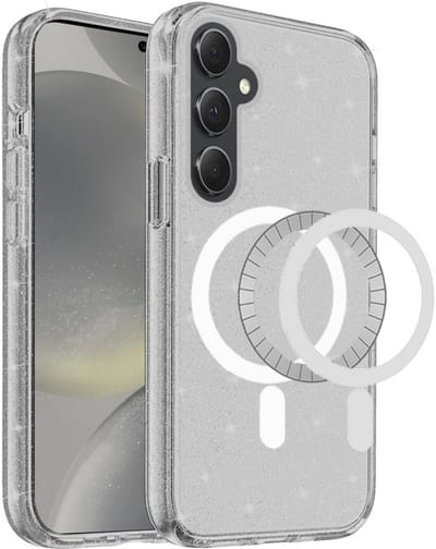 YPCd Glitter Hoesje met MagSafe Geschikt voor Samsung Galaxy S24 – Flexibel TPU Backcover – Schokabsorberend & Verhoogde Randen – Zwart