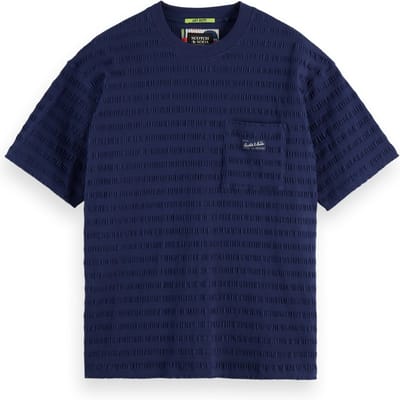 Scotch & Soda Relaxed-fit Horizonal Textured T-shirt Peacoat Taglia: S | Magliette basic Outlet | Uomo