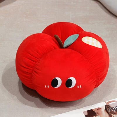 45cm Cartoon Creatief Ins Fruit Groente Pluche Pop Kussen Zacht Rond Appel Paddenstoel Pluche Kussen Huisdecoratie Cadeau Voor Kinderen about 45cm red