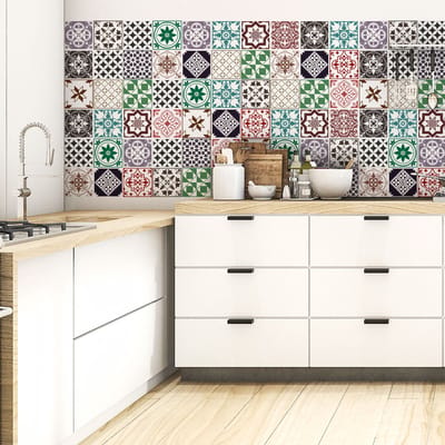 Zelfklevende tegelmuurstickers voor keuken en badkamer - 60 Ciprina Azulejo tegelstickers - 60 stickers 20x20cm