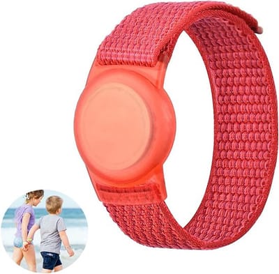 Knaak Armband geschikt voor Apple AirTag - Ideaal voor Kinderen - Klittenband Sluiting - Rood