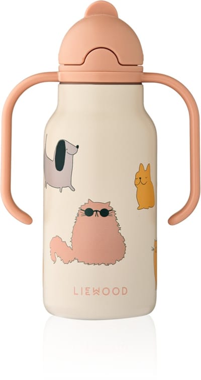 Liewood Kimmie Water Bottle 250 ml Cats and Dogs / Sandy drinkfles