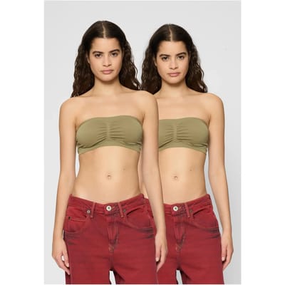 Urban Classics - Pads 2-Pack Bandeau top - S - Groen/Groen