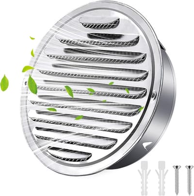 Ventilatierooster RVS - Afvoerrooster insectenwerend - Ventilatie verbeteren - Dubbele insectenbescherming - 155 mm diameter - Zilverkleurig