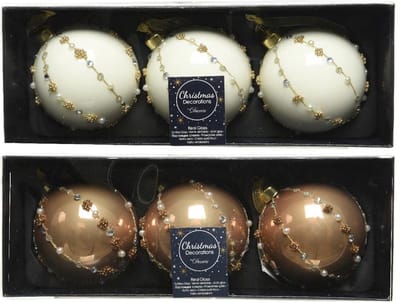Decoris Kerstballenset a 3 stuks camel 8cm (1 stuk) assorti