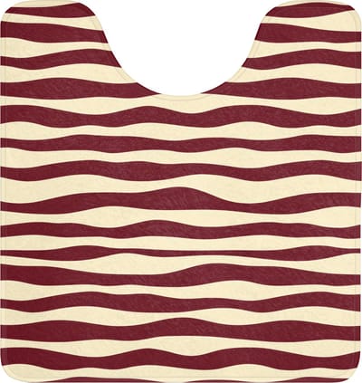 WC mat met uitsparing 55x60 cm - Antislip - Golven - Rood - Patroon - Crème - Toiletmat met uitsnijding - Vloermat - Douchemat - Toilet tapijt - Toiletmatten