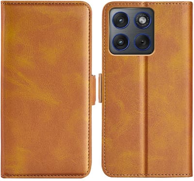 MobyDefend Hoesje - Geschikt voor Motorola Edge 70 - Luxe Wallet Book Case (Sluiting Zijkant) - Lichtbruin