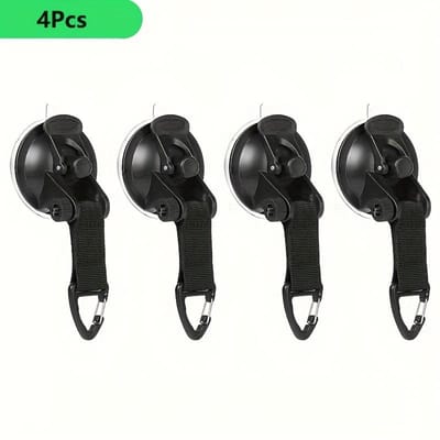4 stuks Heavy Duty Zuignaphaken voor Buiten Kamperen, Autotent, Luifel en Boot - Draagbare PVC Vastzet Haken met Veilig Vergrendelingsmechanisme 4Pcs black