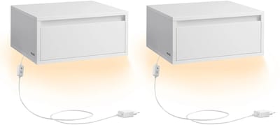 uJOY Nachtkastje - Set van 2 - Zwevend ontwerp - LED verlichting met 3 kleuren - Minimalistisch design - Ruimtebesparend