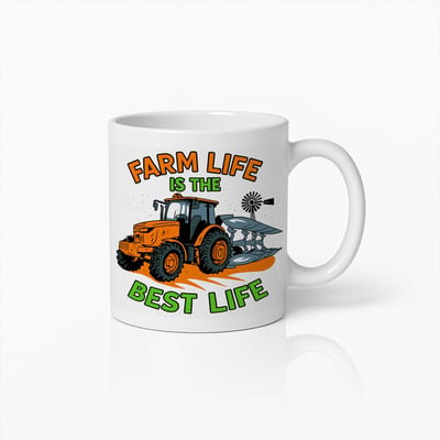Witte Mok 330ml – “Farm Life Is the Best Life” Tractor Boerencadeau Koffiebeker