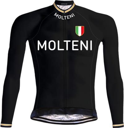 Retro Wielershirt met lange mouwen Molteni Zwart - REDTED - M