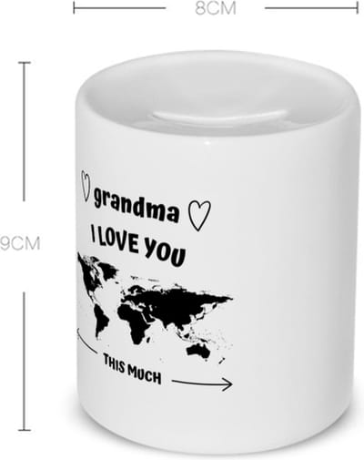Akyol - grandma i love you this much Spaarpot - Oma - geweldige oma - liefste oma - verjaardag - cadeau - kado - bedankje - geschenk - 350 ML inhoud