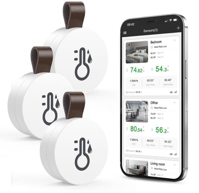 3-pack Mini Bluetooth Thermometer en Hygrometer met App voor Binnen