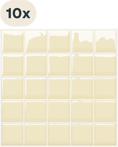 Solusia Zelfklevende Plaktegels - Geel – 10 Luxe Plaktegels voor Wand – Waterdichte Wandpanelen voor Keuken, Badkamer en Toilet – 25,4 x 25,4 cm – Makkelijk aan te brengen - Tegeltjes Tegelstickers Mozaïek
