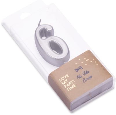 ARTYFETES - Verjaardagskaars cijfer 6 zilver metallic 4,3 cm met prikker