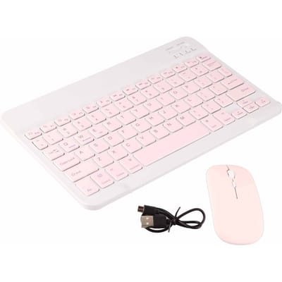 10 Inch Bluetooth Toetsenbord Set USB Opladen Ultradun Stil Draadloos Toetsenbord met DPI Muis voor roze
