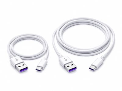 Vastiq Power® USB-A naar USB-C Kabelset 1m + 2m – 2 Stuks – 60W Snellaadkabels – Laad- en Datakabels – Wit