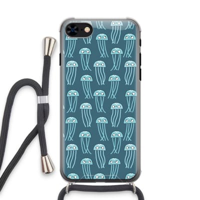 Case Company® - Hoesje met koord geschikt voor iPhone 7 hoesje met Koord - Kwallie - Telefoonhoesje met Zwart Koord - Bescherming aan alle Kanten en Over de Schermrand