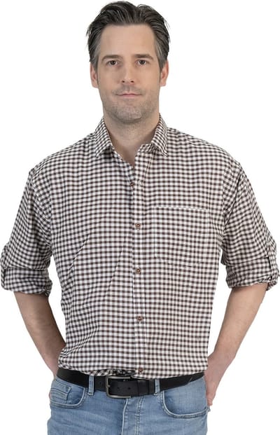Shirt oktoberfest bruin wit geblokt