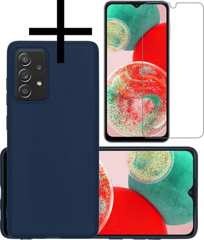 Hoesje - Met Screenprotector - Geschikt voor Samsung Galaxy A23 - Sterk & Shockproof - Back Cover - Siliconen Case - Telefoon Hoes - Donkerblauw