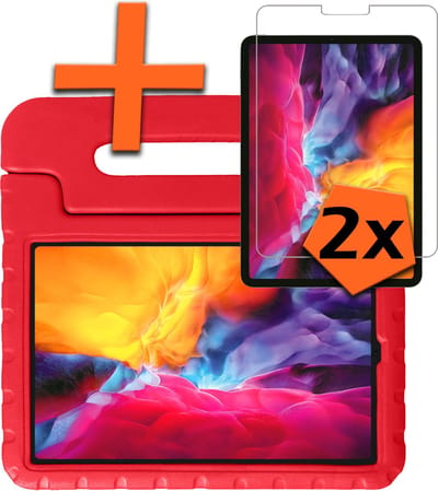 Hoesje - Geschikt voor Apple iPad Pro (2024/2025) - 11 inch - Met 2x Screenprotector - Kinderhoes Shockproof Bumper - Kidsproof Case - Tablet Hoes - Kinder Hoes Cover - Rood
