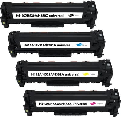 HP CE410X,CC530A,CF380X,718 / CC531A - Toner Multipack 4-delig - 1x Zwart, 1x Cyaan, 1x Magenta, 1x Geel - Huismerk Compatible - Geschikt voor Canon i-SENS Canon i-Sensys LBP-7200cdn Canon i-Sensys LBP-7660cdn Canon i-Sensys LBP-7680cx