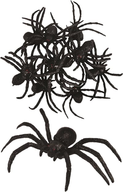 Griezel spinnen set van 9x stuks - zwart - 8 cm - Plastic nep spinnen - Halloween thema - decoraties
