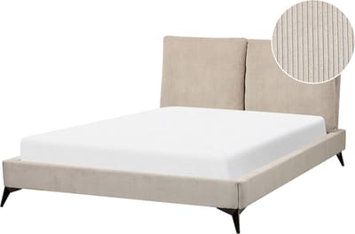 MELLE - Tweepersoonsbed - Taupe - 140 x 200 cm - Corduroy
