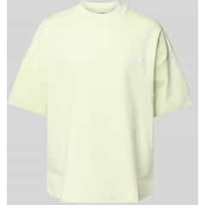 T-shirt met geribde ronde hals